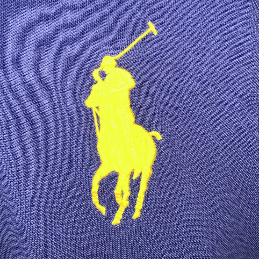 Polo by Ralph Lauren size large slim fit polo shirt blue w/large horse logo VGUC - Picture 5 of 15